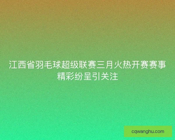 江西省羽毛球超级联赛三月火热开赛赛事精彩纷呈引关注