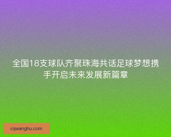 全国18支球队齐聚珠海共话足球梦想携手开启未来发展新篇章 全国18支球队齐聚珠海共话足球梦想携手开启未来发展新篇章